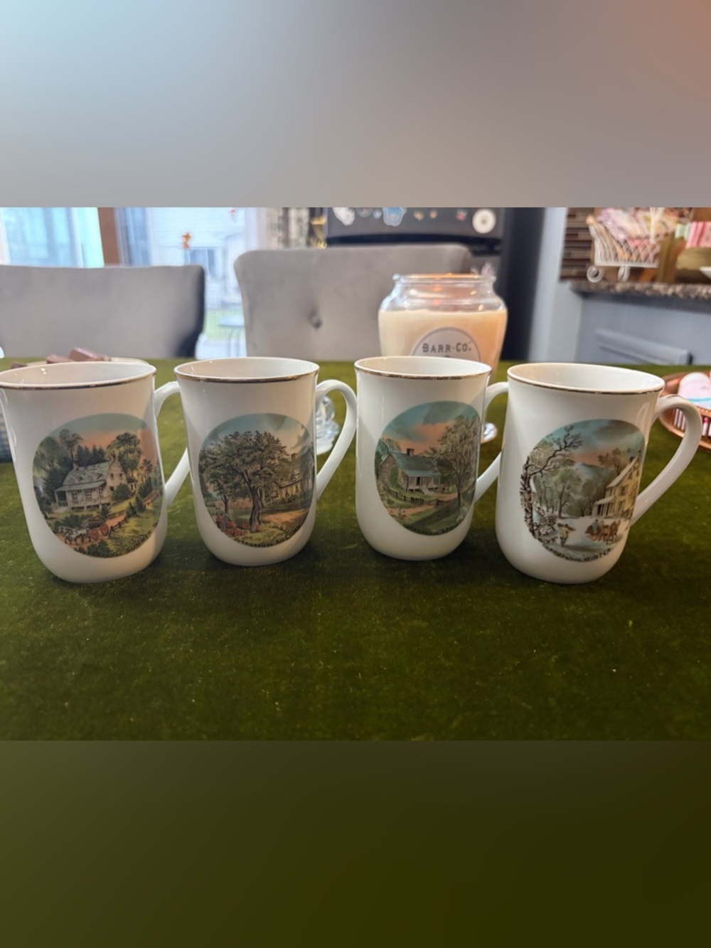 Currier Ives vintage 4 season mugs